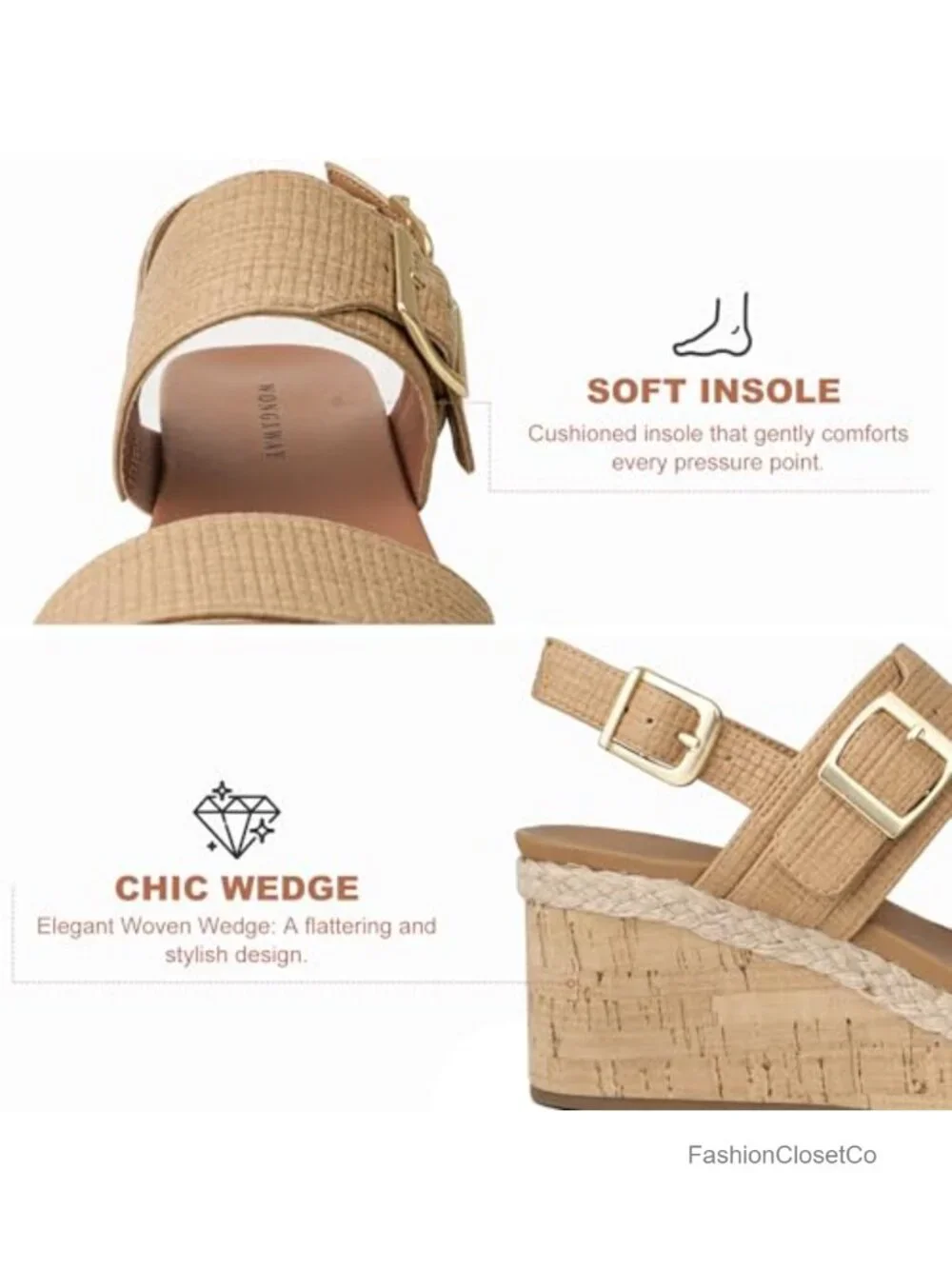 Women's Espadrille Wedge Sandals Slingback Heels Comfortable Summer
